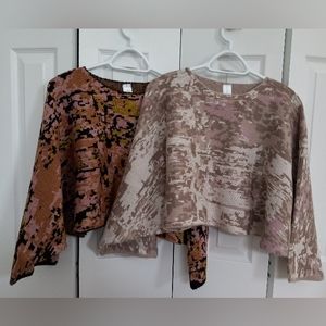 Bundle of 2 Marla Wynne Jacquard Popover Sweaters (Size Small)